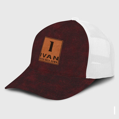 Never Back Down Burgundy And Black Mesh Cap IVAN 13K1 C208PF