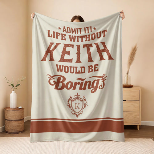 Life Without Your Name Would Be Boring Cream Terracotta Blanket KEITH 13K1 BK24