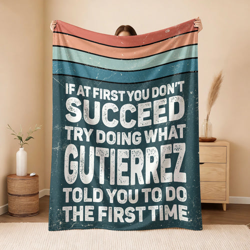 If At First You Don’t Succeed Retro Green Fleece Blanket GUTIERREZ 13K1 BK29