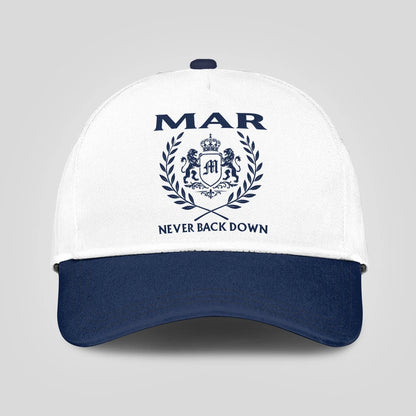 Never Back Down Blue And White Cap MAR 13K1 C59PF