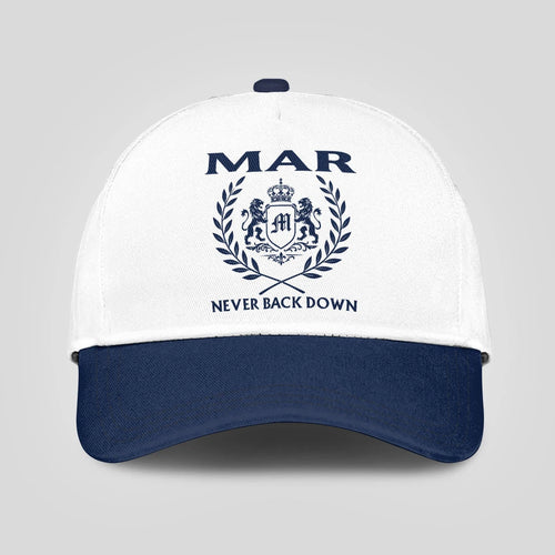 Never Back Down Blue And White Cap MAR 13K1 C59PF