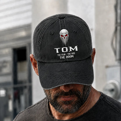 Your Name The Fear The Fate The Doom Skull Washed Cap TOM 13K1 C98PF
