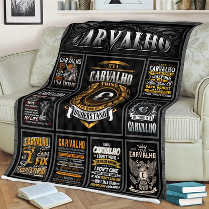 CARVALHO Personalized Blanket | Custom Name Cozy Throw Gift 13K1-BK2
