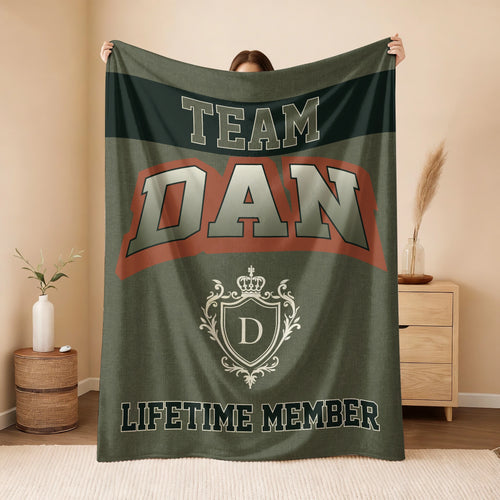 Team Your Name Lifetime Member Sage Green Fleece Blanket DAN 13K1 BK22