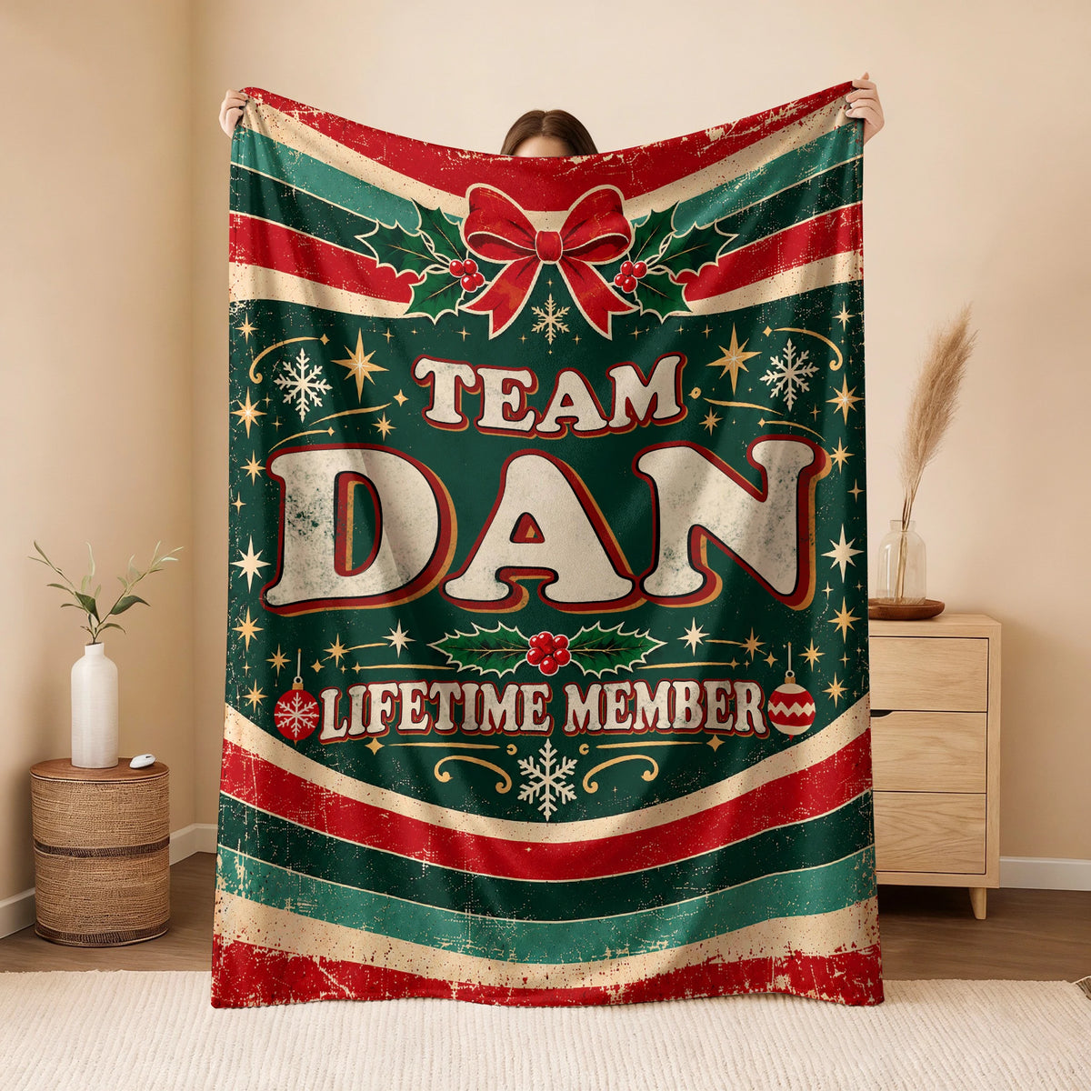 Team Your Name Lifetime Member Christmas Fleece Blanket DAN 13K1 BK52