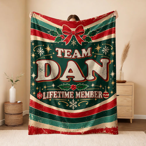 Team Your Name Lifetime Member Christmas Fleece Blanket DAN 13K1 BK52