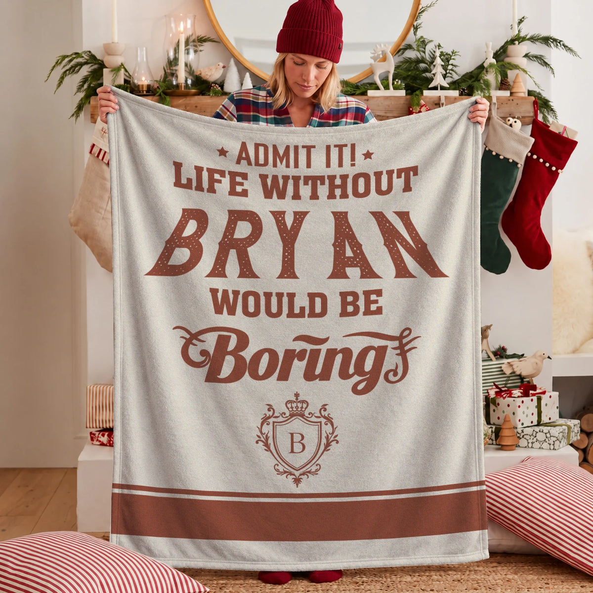 Life Without Your Name Would Be Boring Cream Terracotta Blanket BRYAN 13K1 BK24