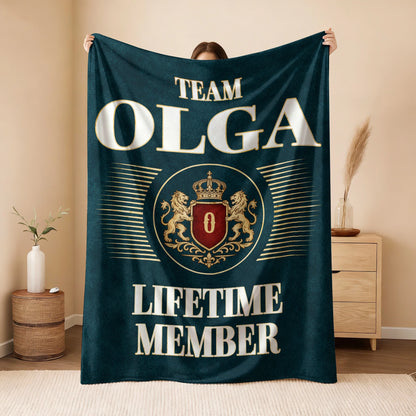 Team Your Name Lifetime Member Sage Green Fleece Blanket OLGA 13K1 BK42