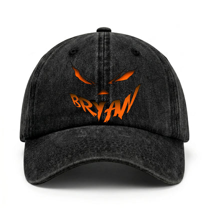 Your Name Jack O' Lantern Halloween Washed Cap BRYAN 13K1 C100PF
