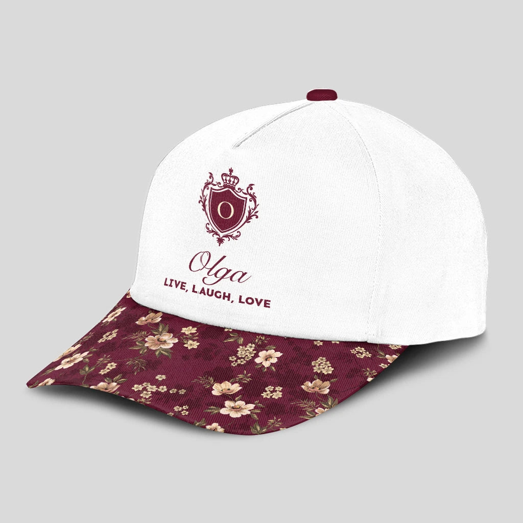 Live Laugh Love Floral Burgundy Cap OLGA 13K1 C112PF
