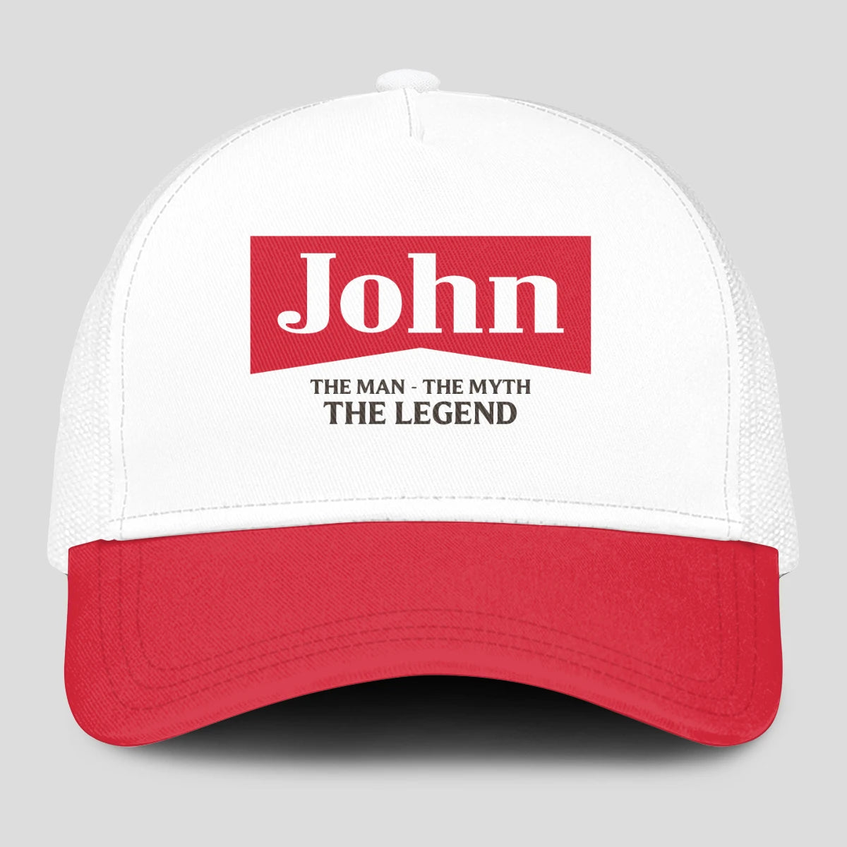 The Man The Myth The Legend Red And White Mesh Cap JOHN 13K1 C197PF