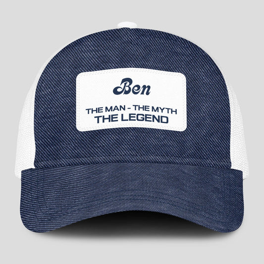 The Man The Myth The Legend Blue Denim Mesh Cap BEN 13K1 C194PF