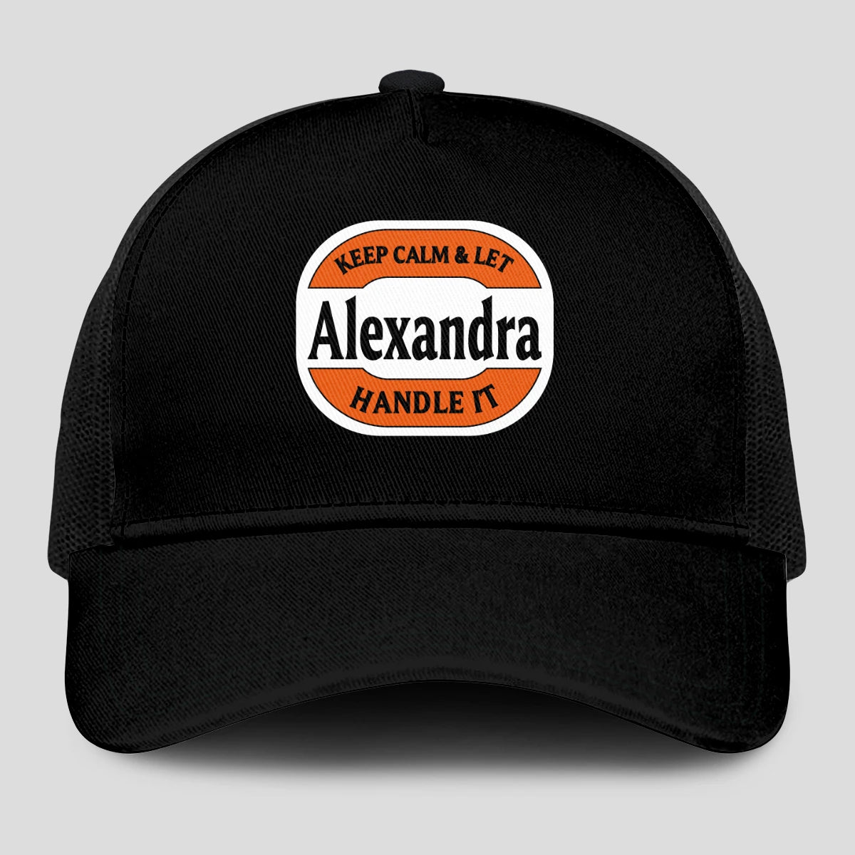 Keep Calm & Let Your Name Handle It Black Mesh Cap ALEXANDRA 13K1 C199PF