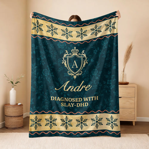 Diagnosed With Slay-DHD Vintage Sage Green Fleece Blanket ANDRE 13K1 BK38