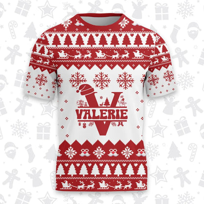 VALERIE Personalized Christmas T-Shirt Pajama Set - Holiday Gift Outfit 13K1-CR2