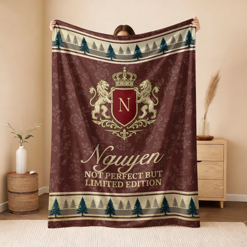 Not Perfect But Limited Edition Burgundy Pine Tree Fleece Blanket NGUYEN 13K1 BK41