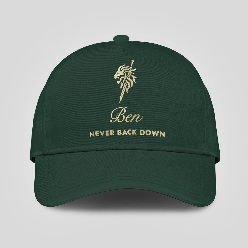 Never Back Down Lion And Sword Sage Green Cap BEN 13K1 C178PF