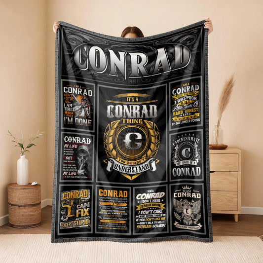 CONRAD Personalized Blanket | Custom Name Cozy Throw Gift 13K4-BK2