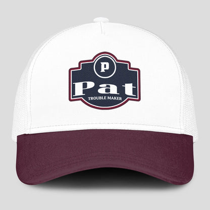Trouble Maker Burgundy And White Funny Mesh Cap PAT 13K1 C201PF