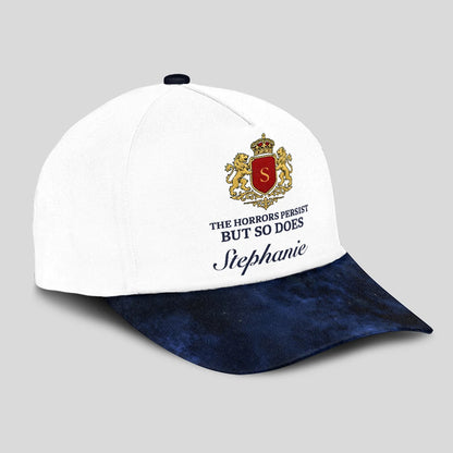 The Horrors Persist But So Does Your Name Elegant Blue And White Cap STEPHANIE 13K1 C123PF