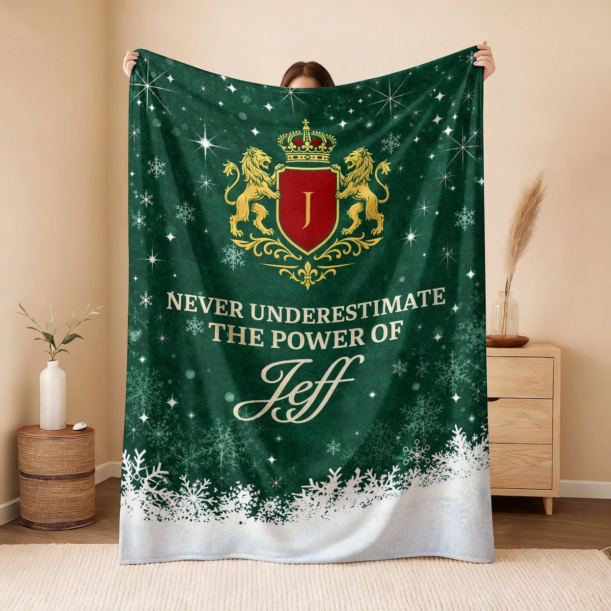 Never Underestimate Your Name Old Money Christmas Fleece Blanket JEFF 13K1 BK26