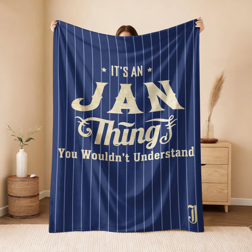 Your Name Thing Striped Blue Fleece Blanket JAN 13K1 BK23