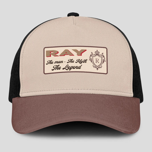 The Man The Myth The Legend Brown And Beige Mesh Cap RAY 13K1 C213PF