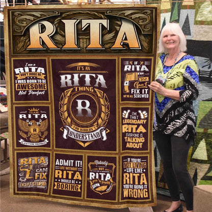 RITA Personalized Blanket | Custom Name Cozy Throw Gift 13K1-BK4