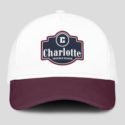 Trouble Maker Burgundy And White Funny Mesh Cap CHARLOTTE 13K1 C201PF