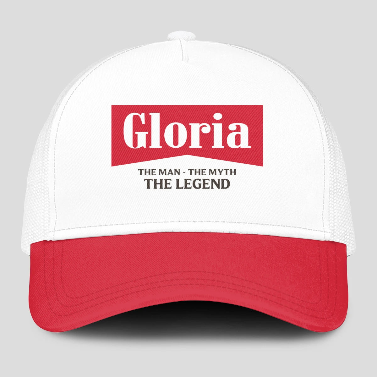 The Man The Myth The Legend Red And White Mesh Cap GLORIA 13K1 C197PF