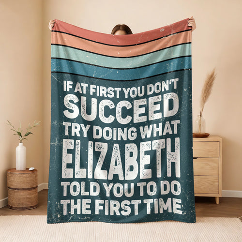 If At First You Don’t Succeed Retro Green Fleece Blanket ELIZABETH 13K1 BK29