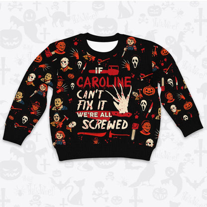 CAROLINE Horror Halloween Pajamas Set Cozy Sweater & Pants Sleepwear 13K1-HL1