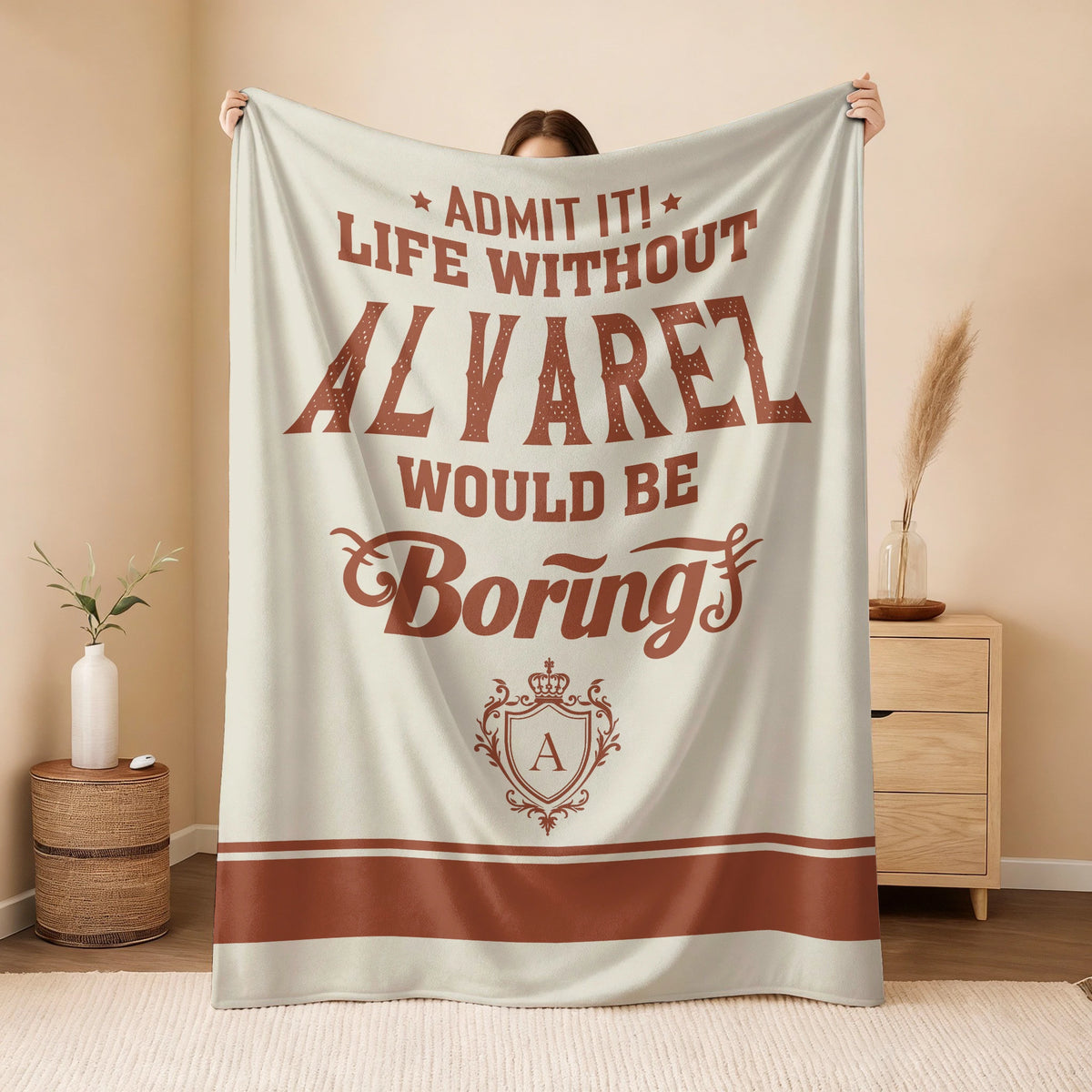 Life Without Your Name Would Be Boring Cream Terracotta Blanket ALVAREZ 13K1 BK24