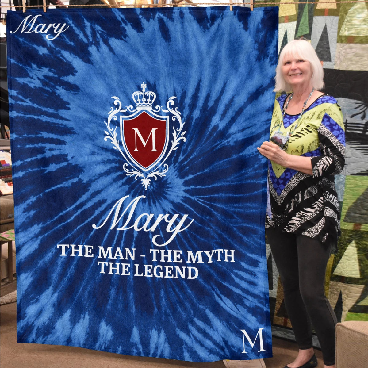 The Man The Myth The Legend Blue Waves Fleece Blanket MARY 13K1 BK11