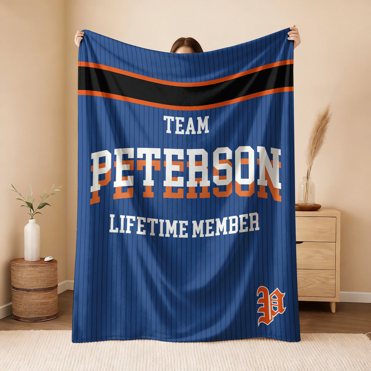 Team Your Name Lifetime Member Basketball Fleece Blanket PETERSON 13K1 BK47