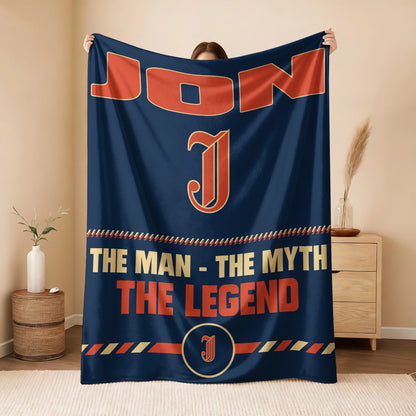 The Man The Myth The Legend Retro Fleece Blanket JON 13K1 BK53