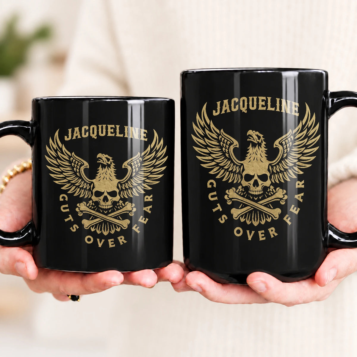 Guts Over Fear Eagle And Skull Mug JACQUELINE 13K1 MG28