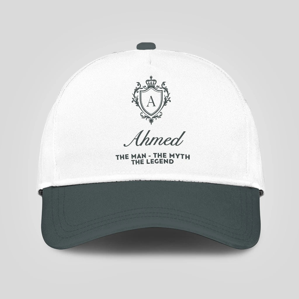 The Man The Myth The Legend Elegant Gray And White Cap AHMED 13K1 C170PF