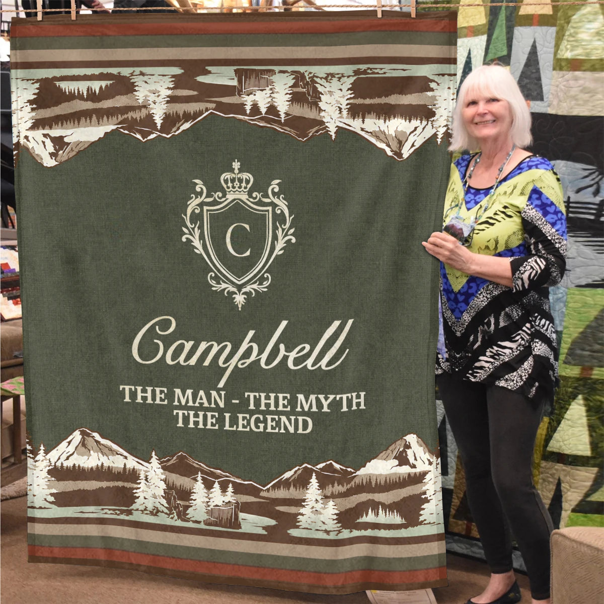 The Man The Myth The Legend Deer In Forest Brown Fleece Blanket CAMPBELL 13K1 BK10