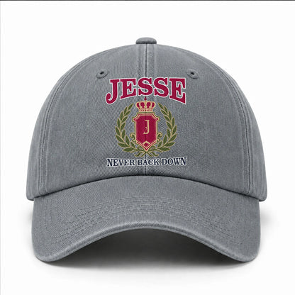 Your Name Never Back Down Royal Washed Cap JESSE 13K1 C77PF