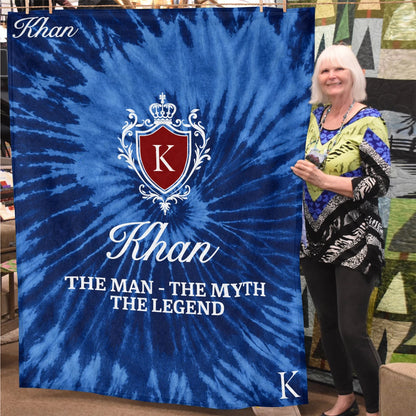 The Man The Myth The Legend Blue Waves Fleece Blanket KHAN 13K1 BK11