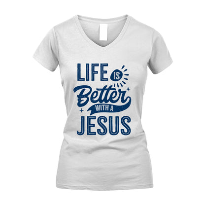 JESUS 13K1-116 Personalized Name Quote T-Shirt Life Is Better With Unisex Gift