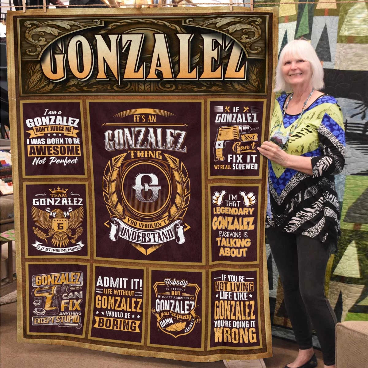GONZALEZ Personalized Blanket | Custom Name Cozy Throw Gift 13K1-BK4