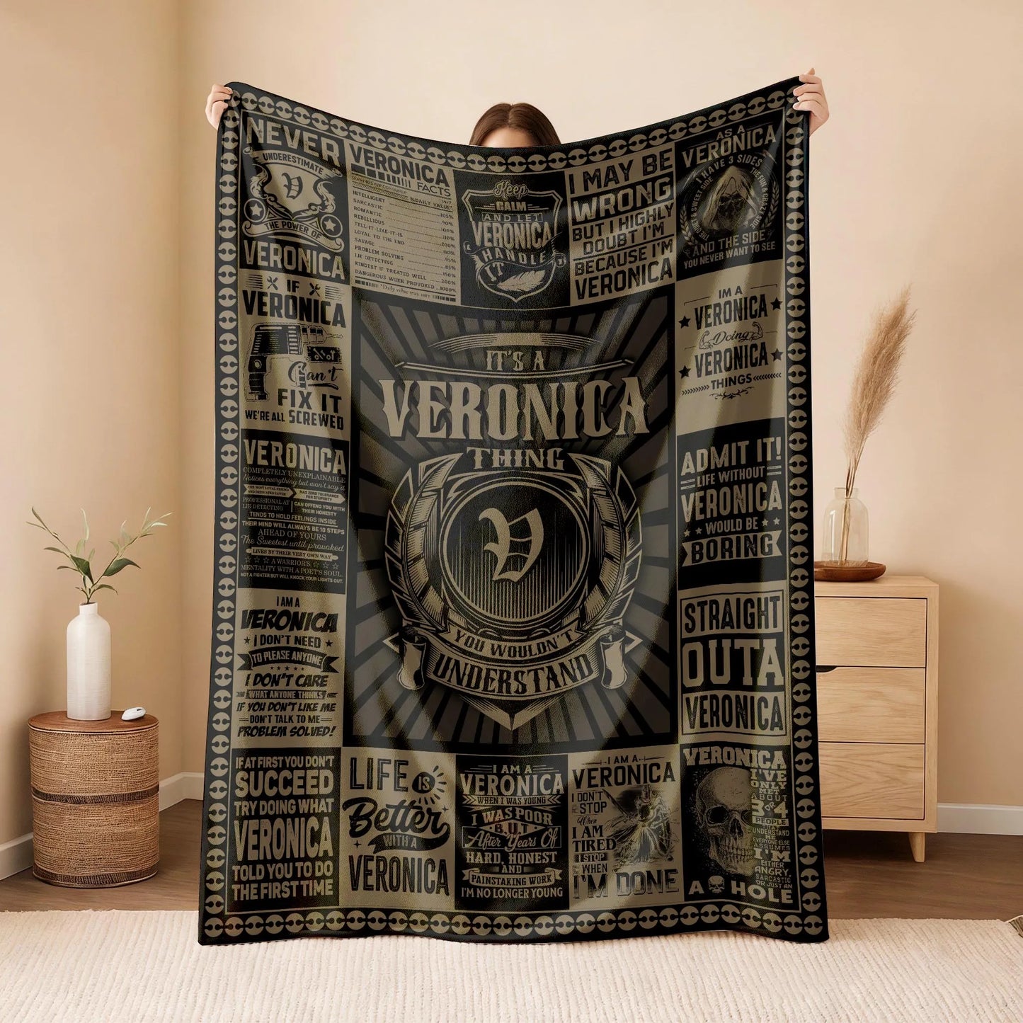 VERONICA Personalized Blanket | Custom Name Cozy Throw Gift 13K1-BK3