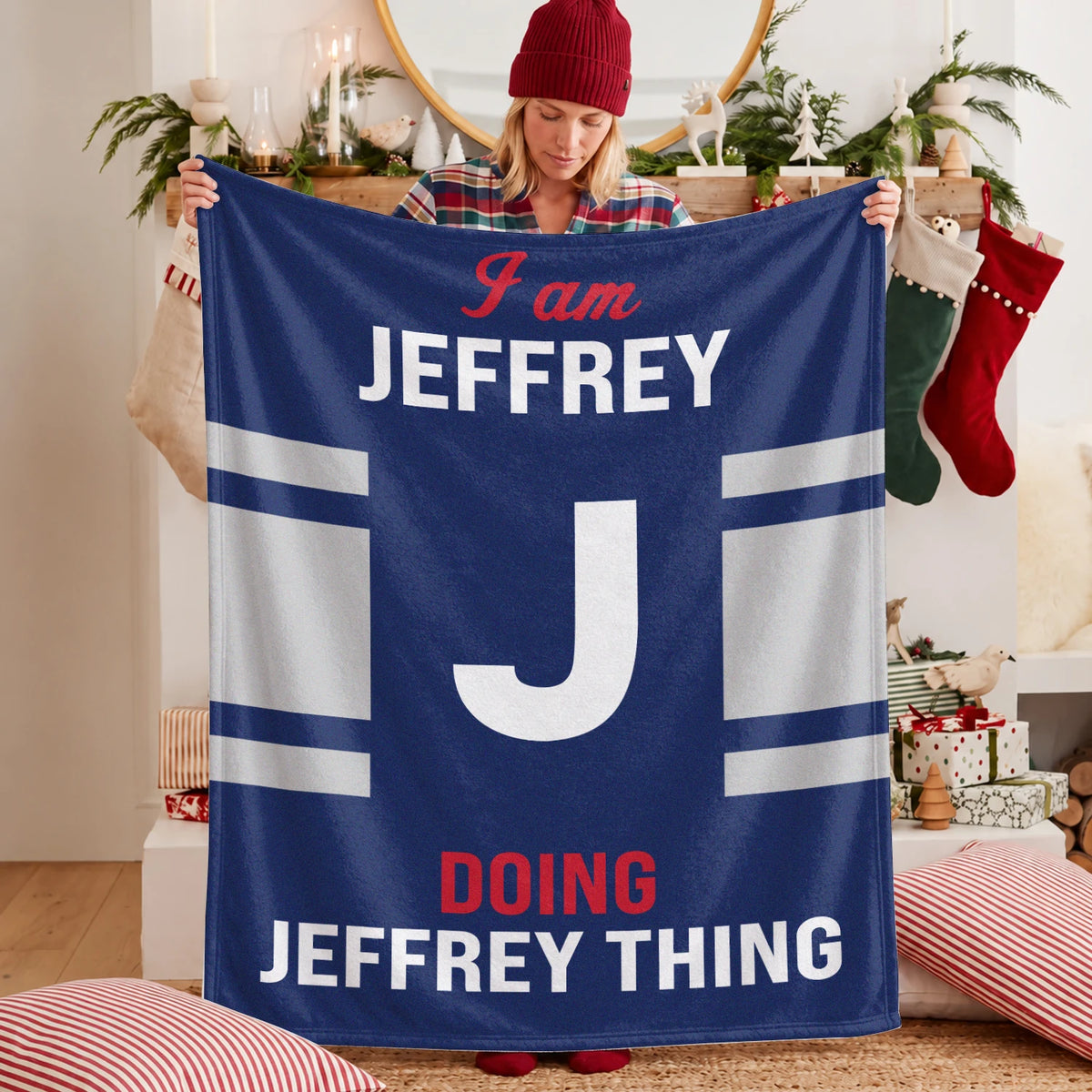 I'm Name Doing Name Things Navy Fleece Blanket JEFFREY 13K1 BK51