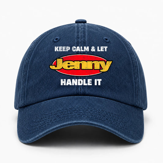 Keep Calm & Let Your Name Handle It Yellow And Red Logo Washed Cap JENNY 13K1 C172PF