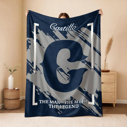The Man The Myth The Legend Navy Baseball Fleece Blanket CASTILLO 13K1 BK17