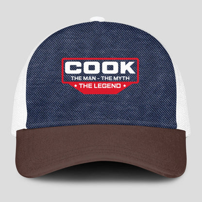 The Man The Myth The Legend Navy Brown And White Mesh Cap COOK 13K1 C200PF