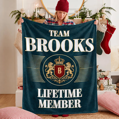 Team Your Name Lifetime Member Sage Green Fleece Blanket BROOKS 13K1 BK42
