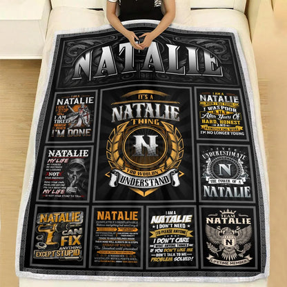 NATALIE Personalized Blanket | Custom Name Cozy Throw Gift 13K1-BK2